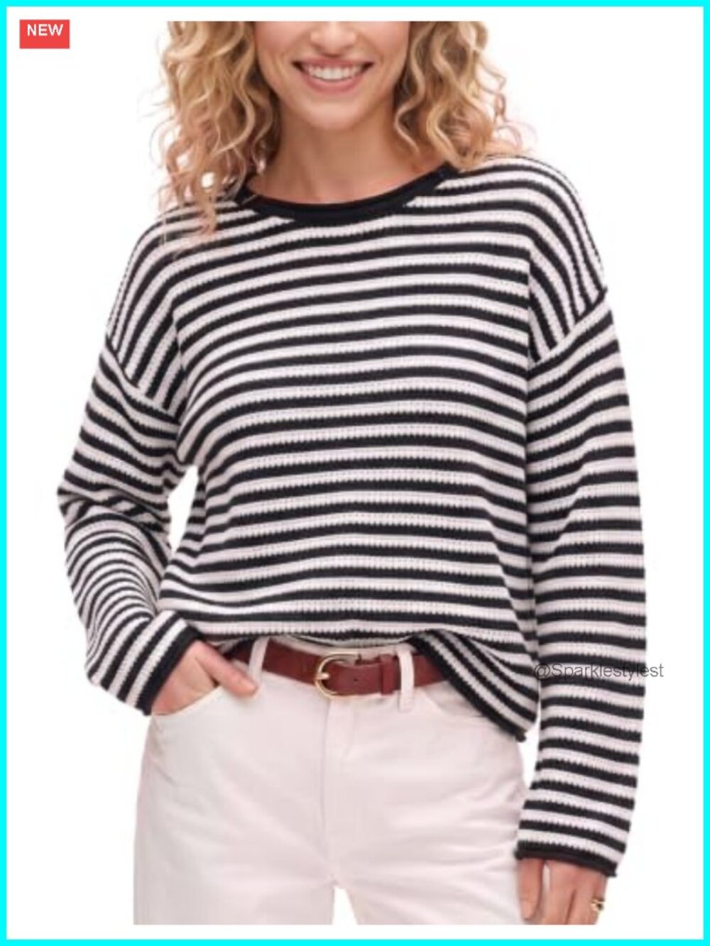 Boatneck Striped Cable Knit Sweater Women Chunky Pullover Long Sleeve